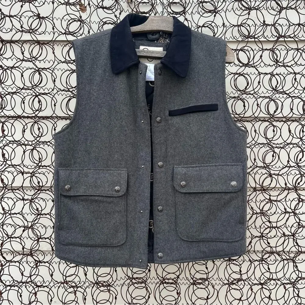Cripple Creek Gray Wool Melton Vest With Concealed Carry Pocket Western Vest